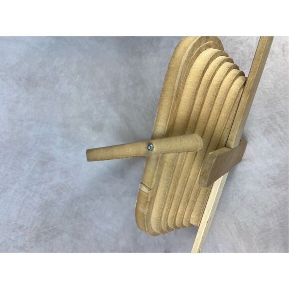 Vintage Mod MCM Floral Collapsible Wooden Basket Bowl Wall Art Decor Hummingbird - Picture 6 of 7